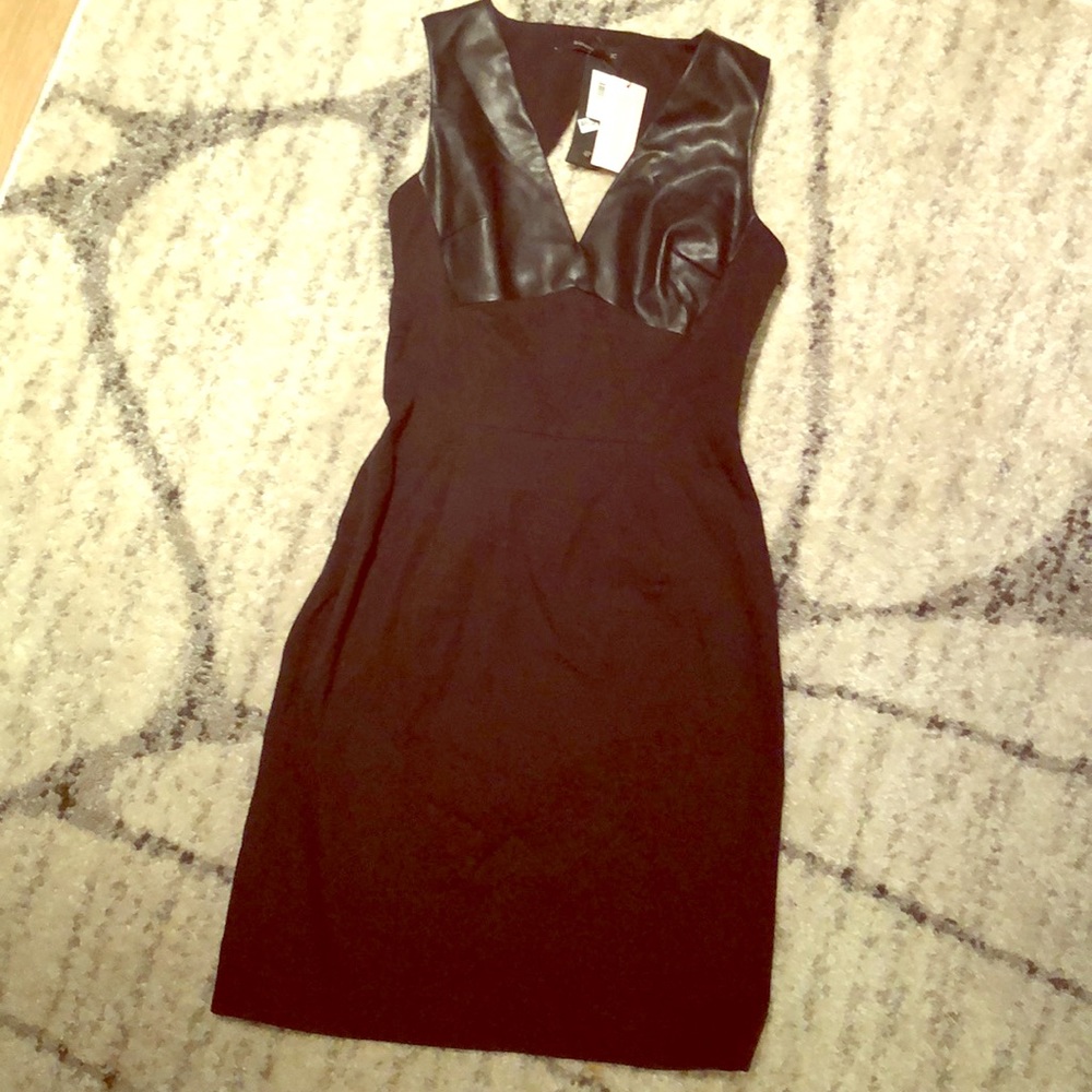 NWT sexy black dress with leather